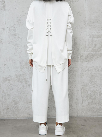 LORA - CASUAL RUNDHALS-ZWEITEILER MIT LANGARM